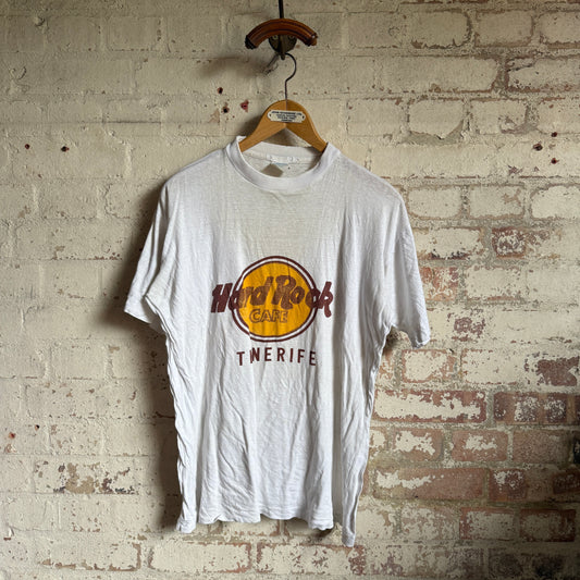 1990s White Hard Rock Tenerife Graphic T-Shirt