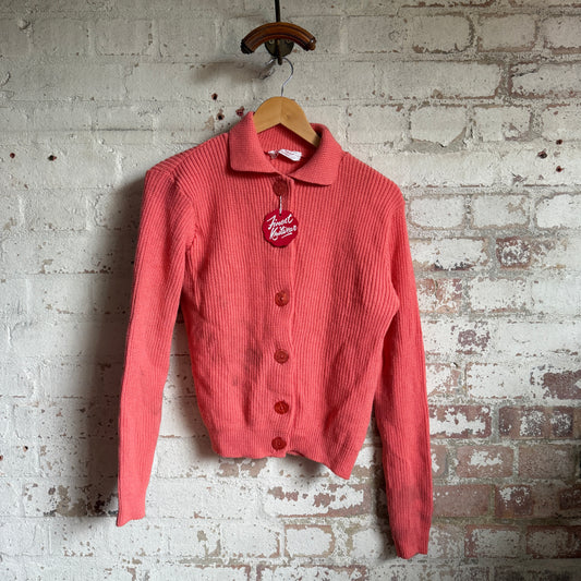 1960s Pink Knitted Cardigan Jumper