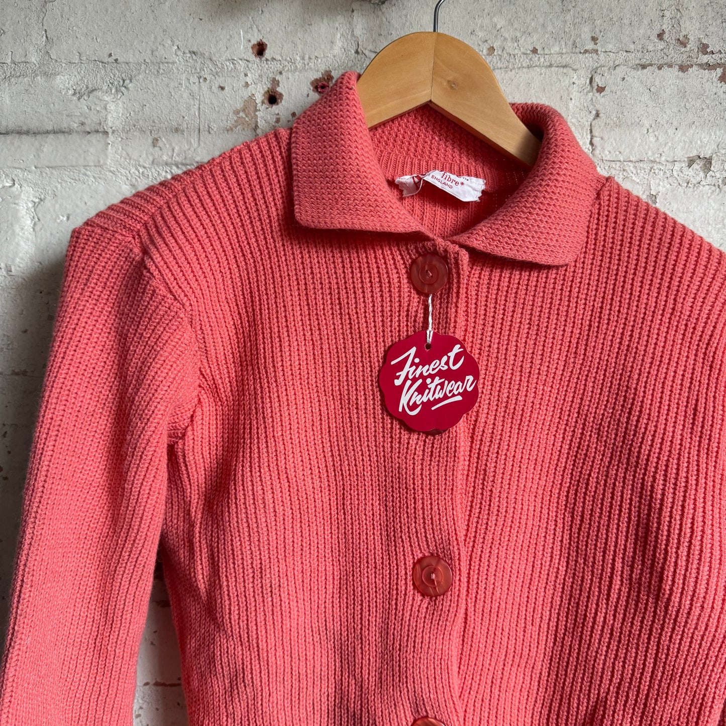 1960s Pink Knitted Cardigan Jumper