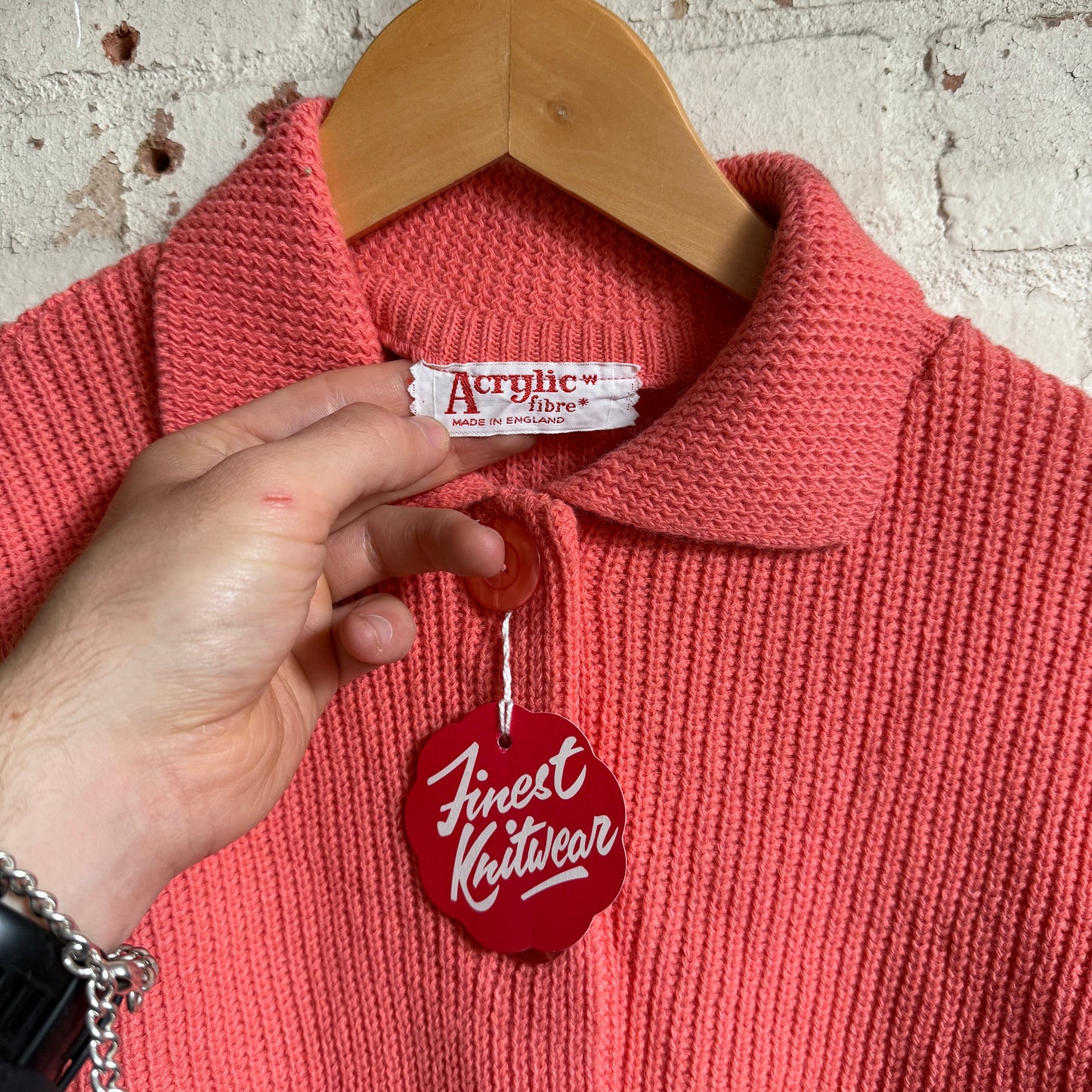 1960s Pink Knitted Cardigan Jumper