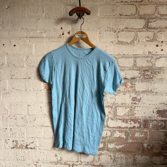 1970s Baby Blue Blank Cotton T-Shirt