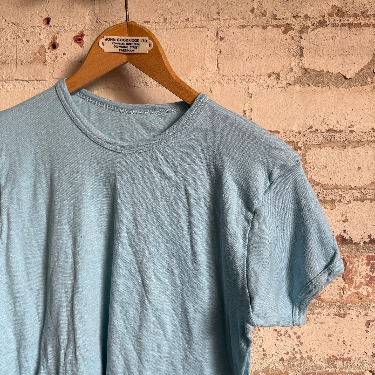 1970s Baby Blue Blank Cotton T-Shirt