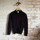1970s Black Knitted Patterned Button Jumper