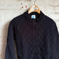 1970s Black Knitted Patterned Button Jumper