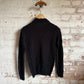 1970s Black Knitted Patterned Button Jumper