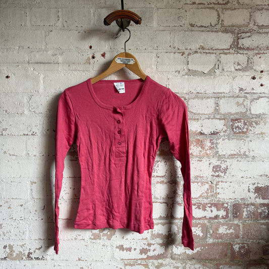 1970s Pink Button Long Sleeved Top