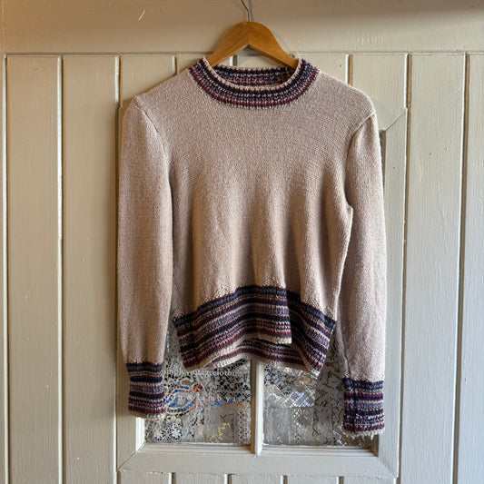 1940s Beige Knitted Cropped Jumper