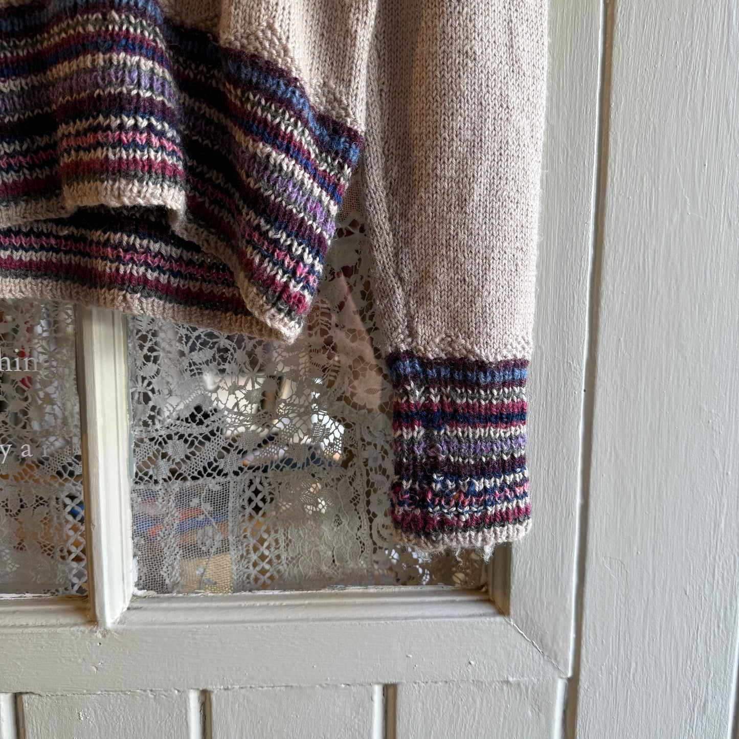 1940s Beige Knitted Cropped Jumper