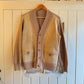 1970s Beige Suede Knitted Cardigan Jumper
