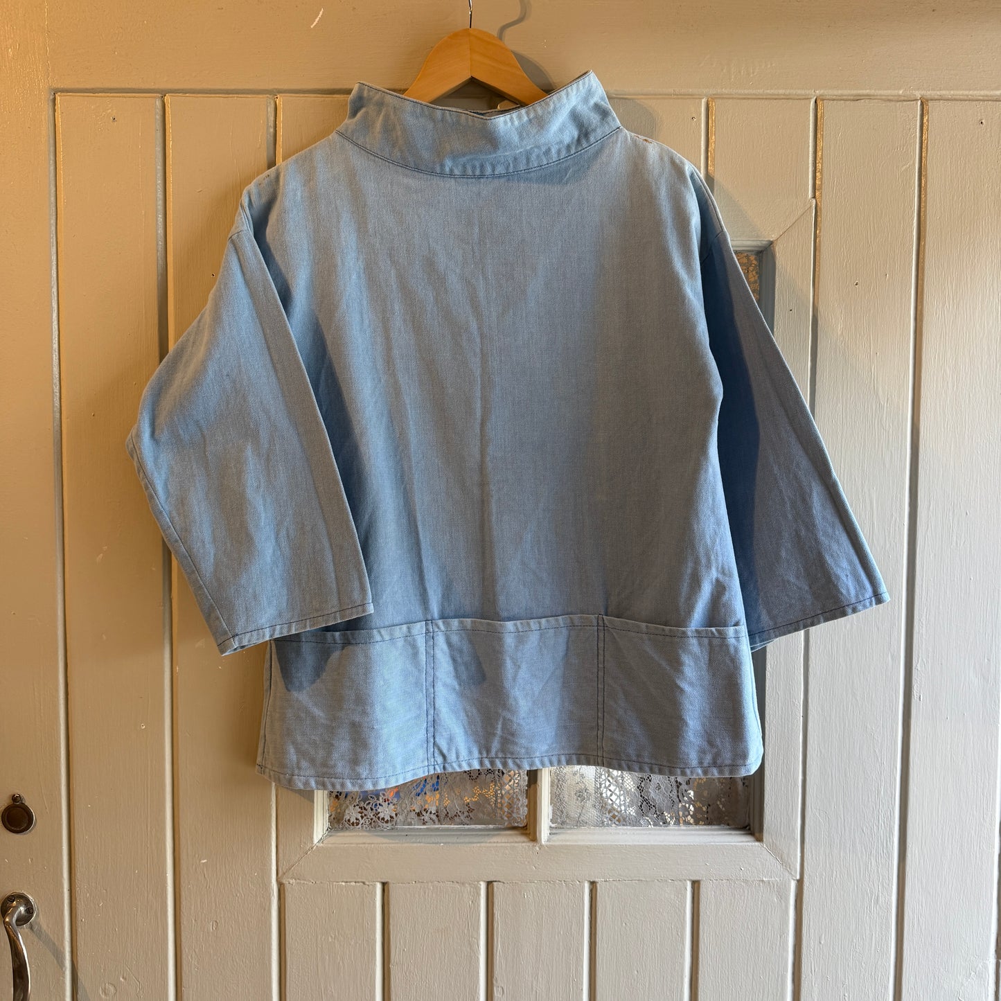 1960s Baby Blue British Workwear Smock Jacket
