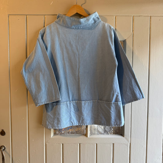 1960s Baby Blue British Workwear Smock Jacket