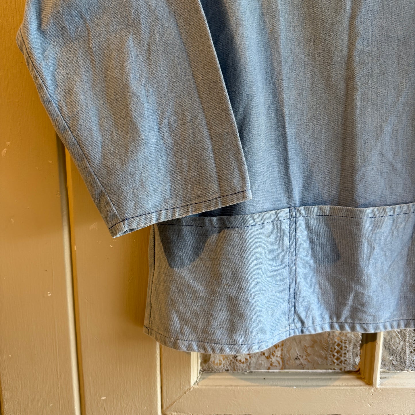 1960s Baby Blue British Workwear Smock Jacket