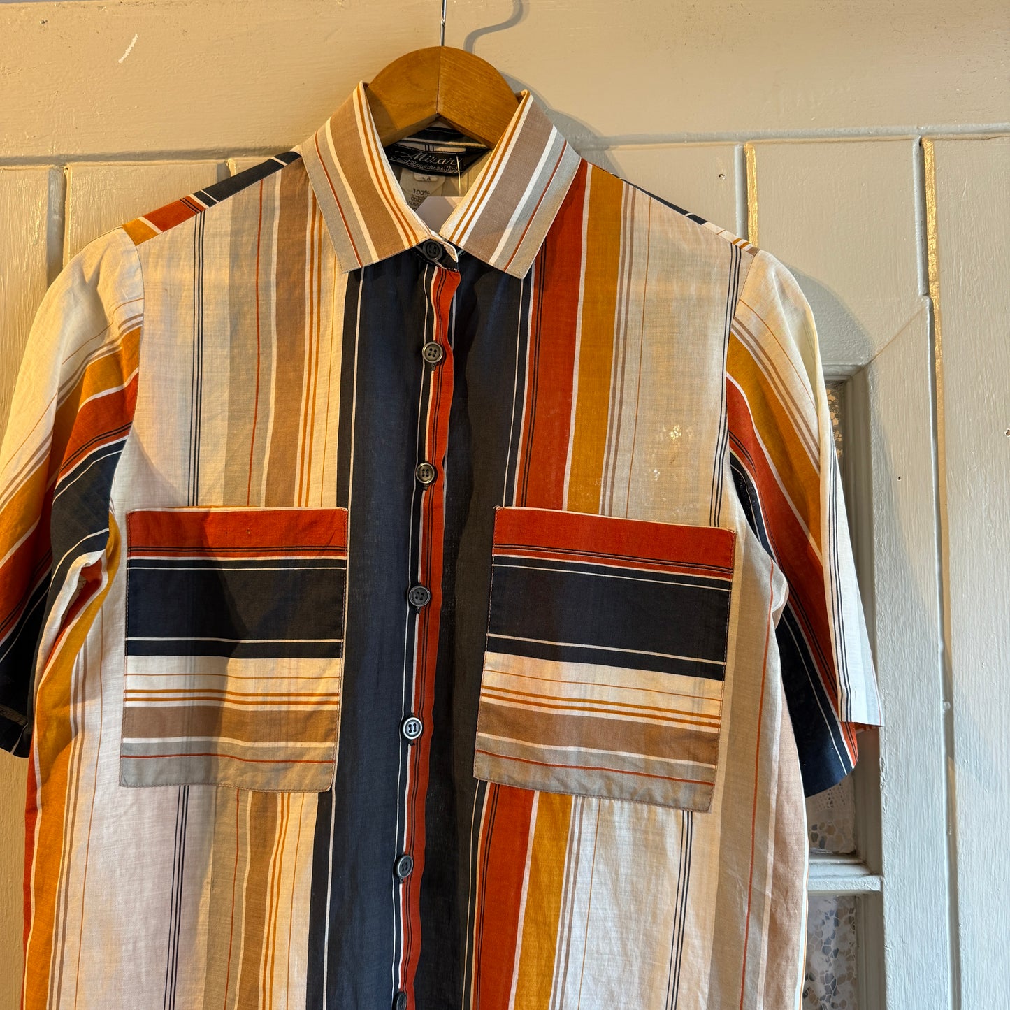 1970s Italian Cotton Striped Leisure Shirt