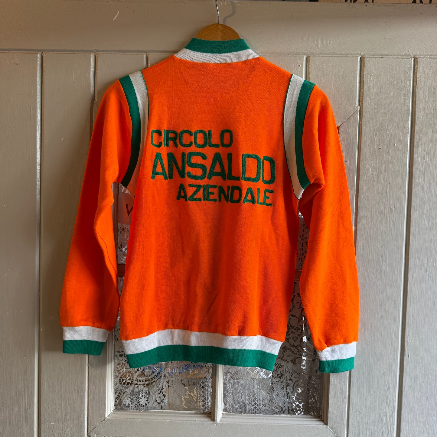 1970s Orange Italian Chain Stitch Track Top