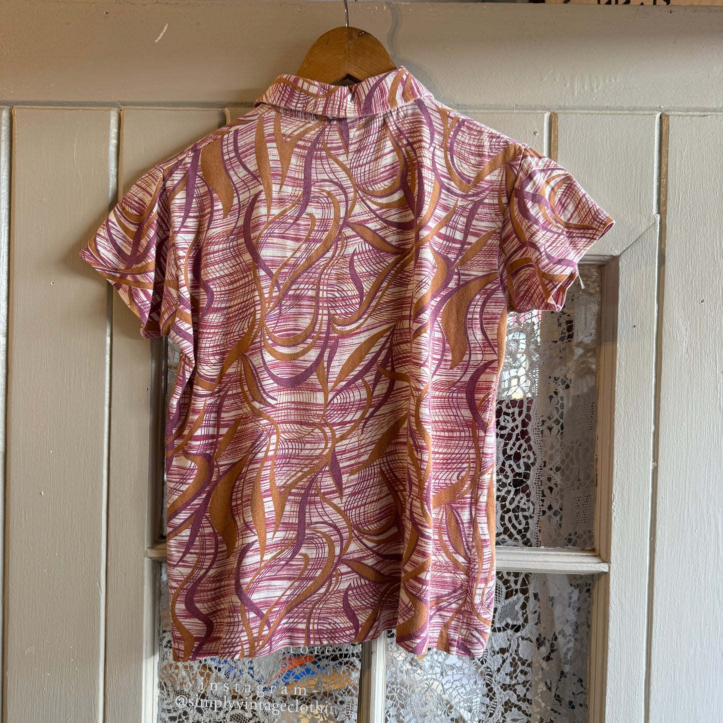 1970s Psychedelic Zip Polo Shirt Top