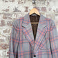 1970s Grey Checkered Blazer Suit Jacket