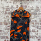 1970s Orange and Black Print Cotton Dress