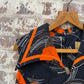 1970s Orange and Black Print Cotton Dress