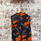 1970s Orange and Black Print Cotton Dress