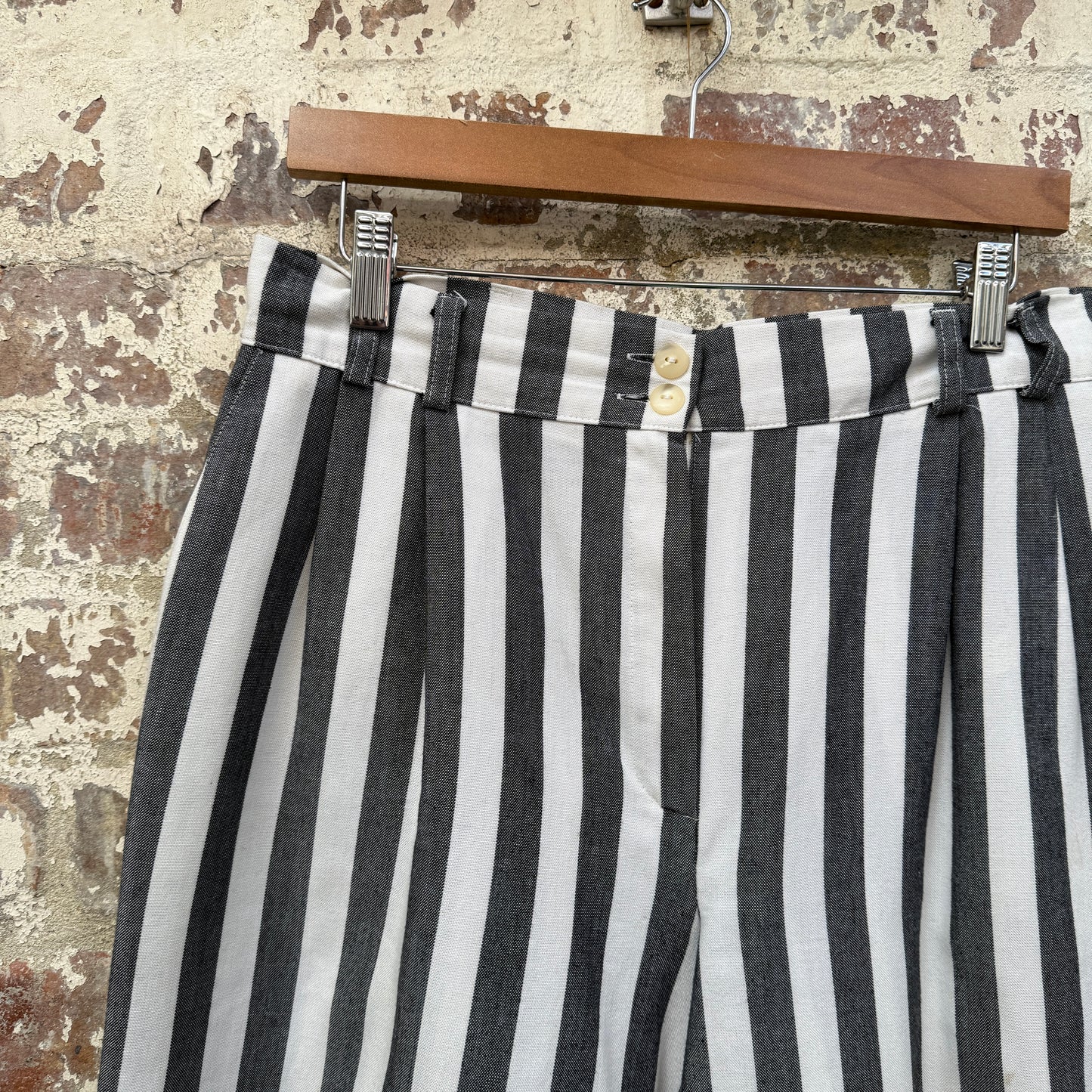 1980s Black and White Striped Shorts