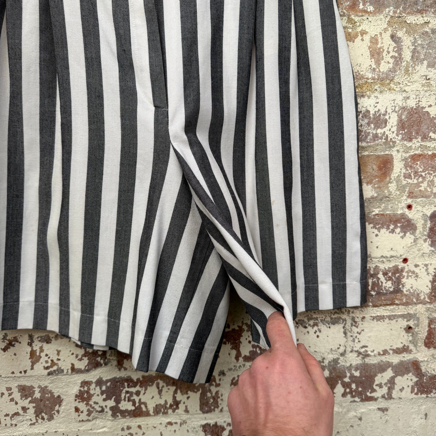 1980s Black and White Striped Shorts