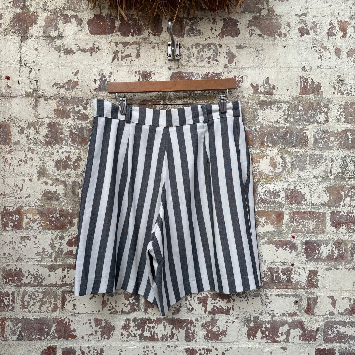 1980s Black and White Striped Shorts