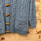 1980s Blue Wool Cable Knit Toggle Jumper