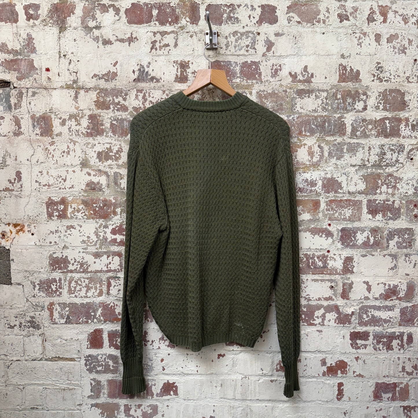1960s Green Wool Patterned Knitted Jumper
