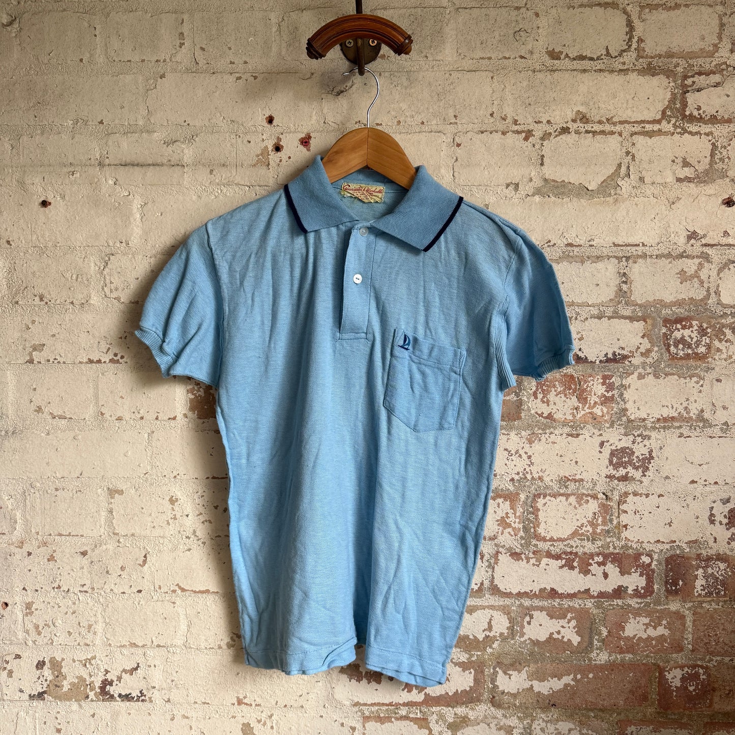 1960s Baby Blue British Polo Shirt Top