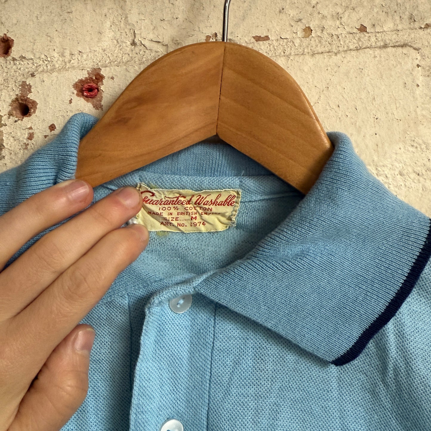 1960s Baby Blue British Polo Shirt Top
