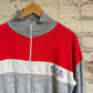 1980s Grey and Red Zip Track Top Jumper