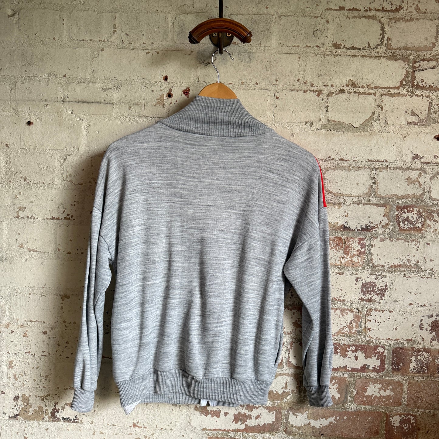 1980s Grey and Red Zip Track Top Jumper
