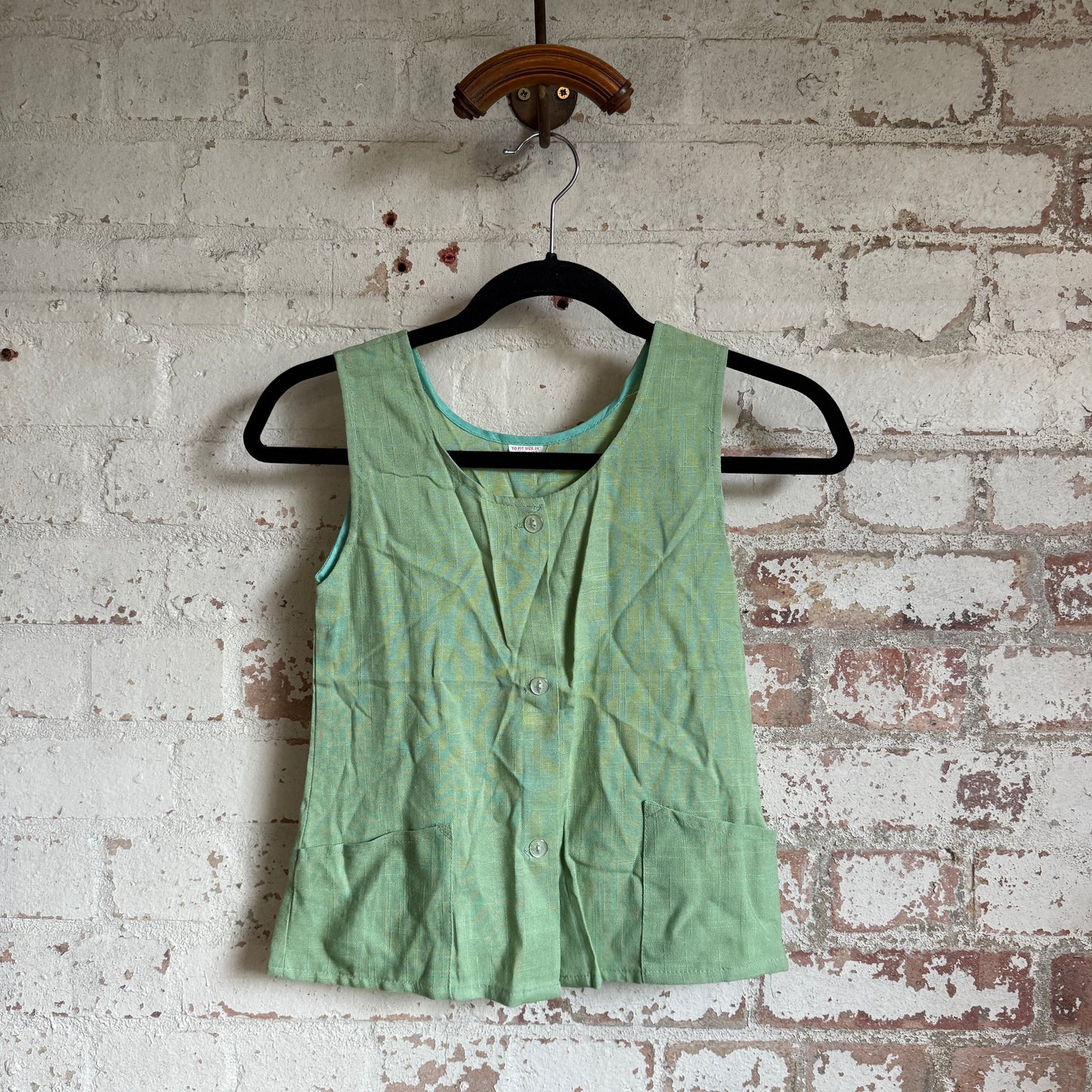 1950s Green Linen Pocket Smock Top