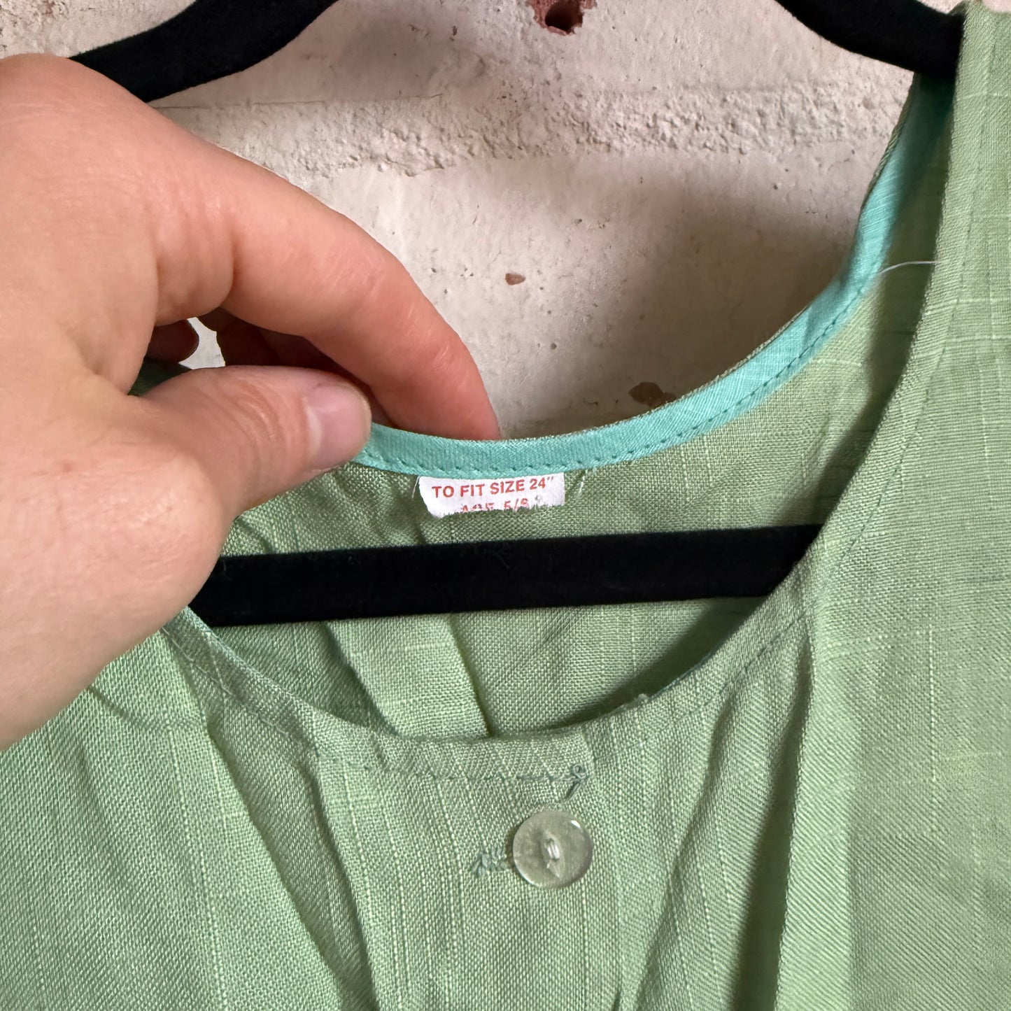 1950s Green Linen Pocket Smock Top