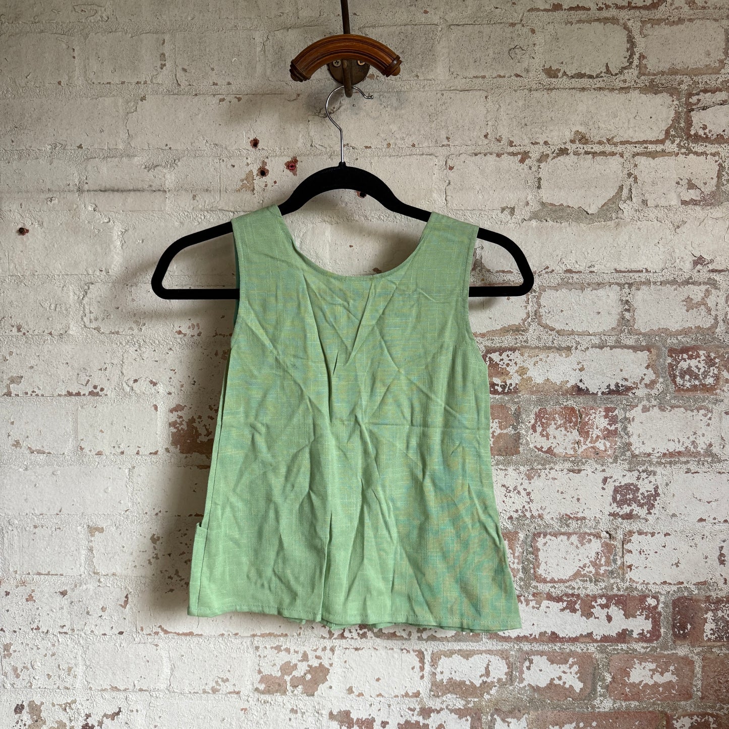 1950s Green Linen Pocket Smock Top