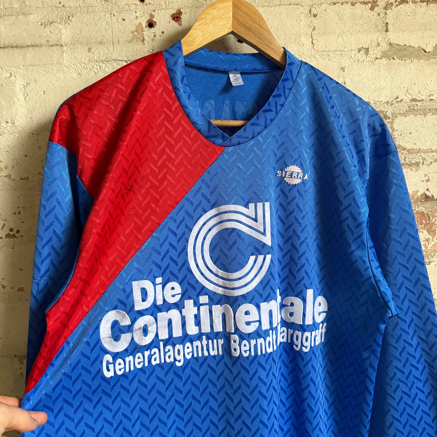 1980s Blue Graphic Football Template Long Sleeve