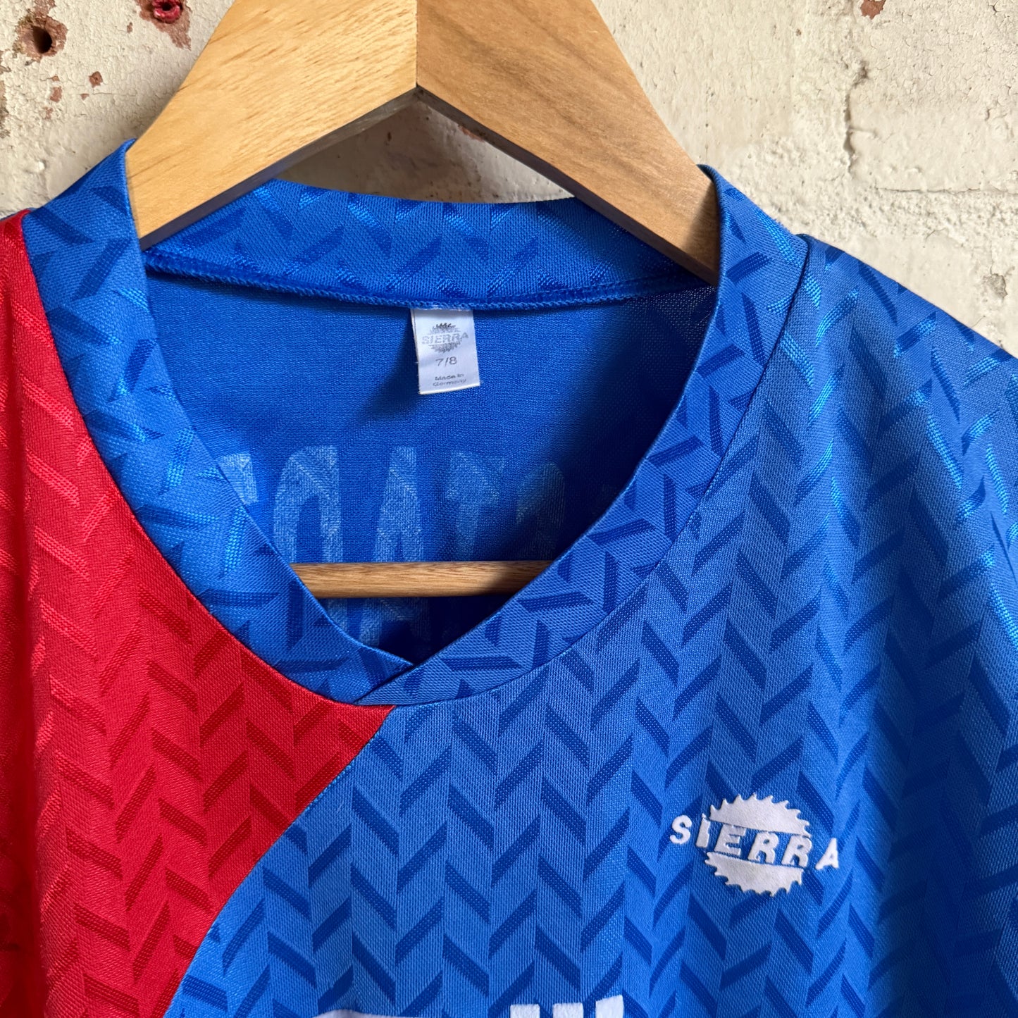 1980s Blue Graphic Football Template Long Sleeve