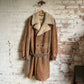 1970s Long Sheep Skin Belted Suede Coat Jacket