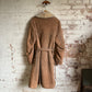 1970s Long Sheep Skin Belted Suede Coat Jacket