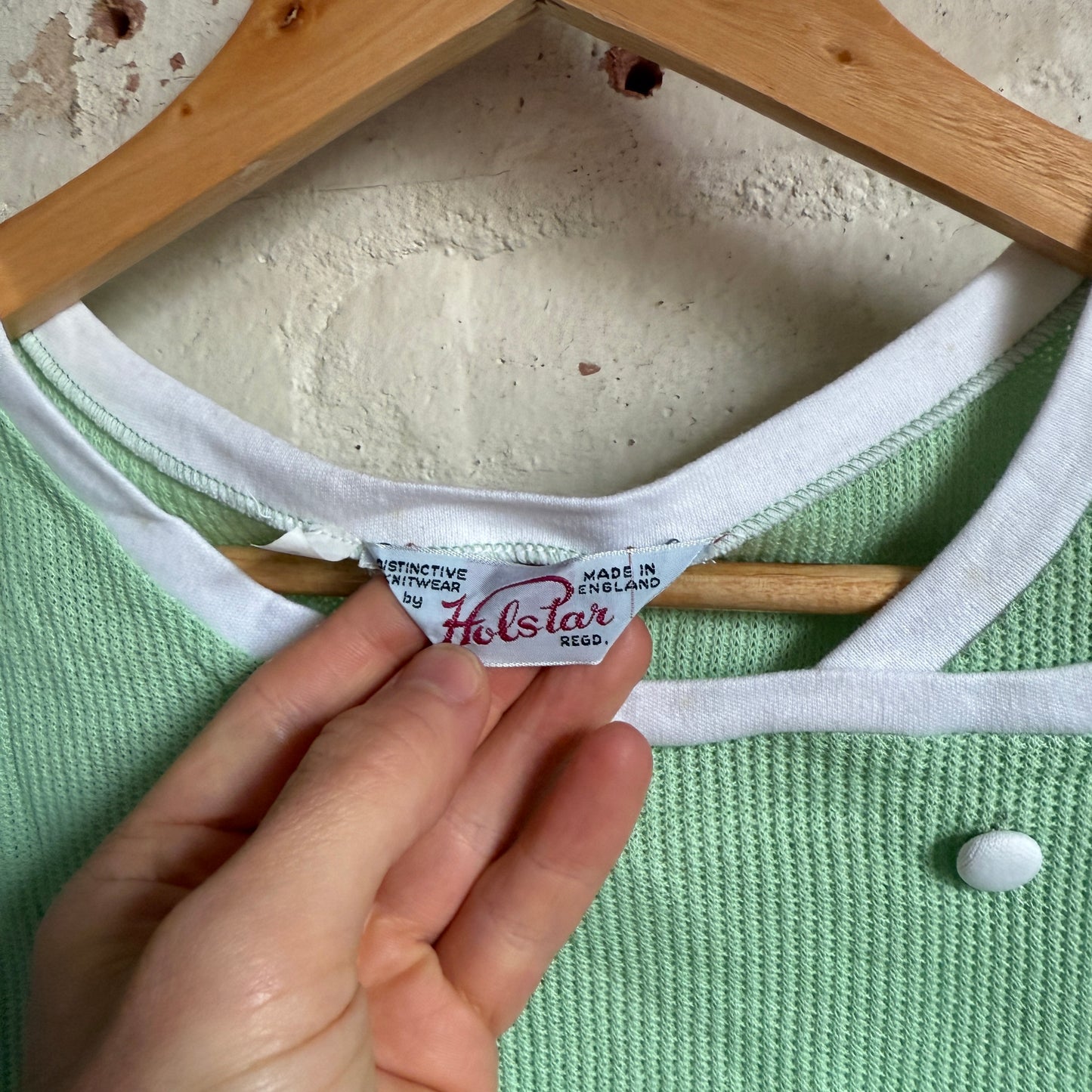 1960s Green Holstar British Polo Shirt Blouse Vest