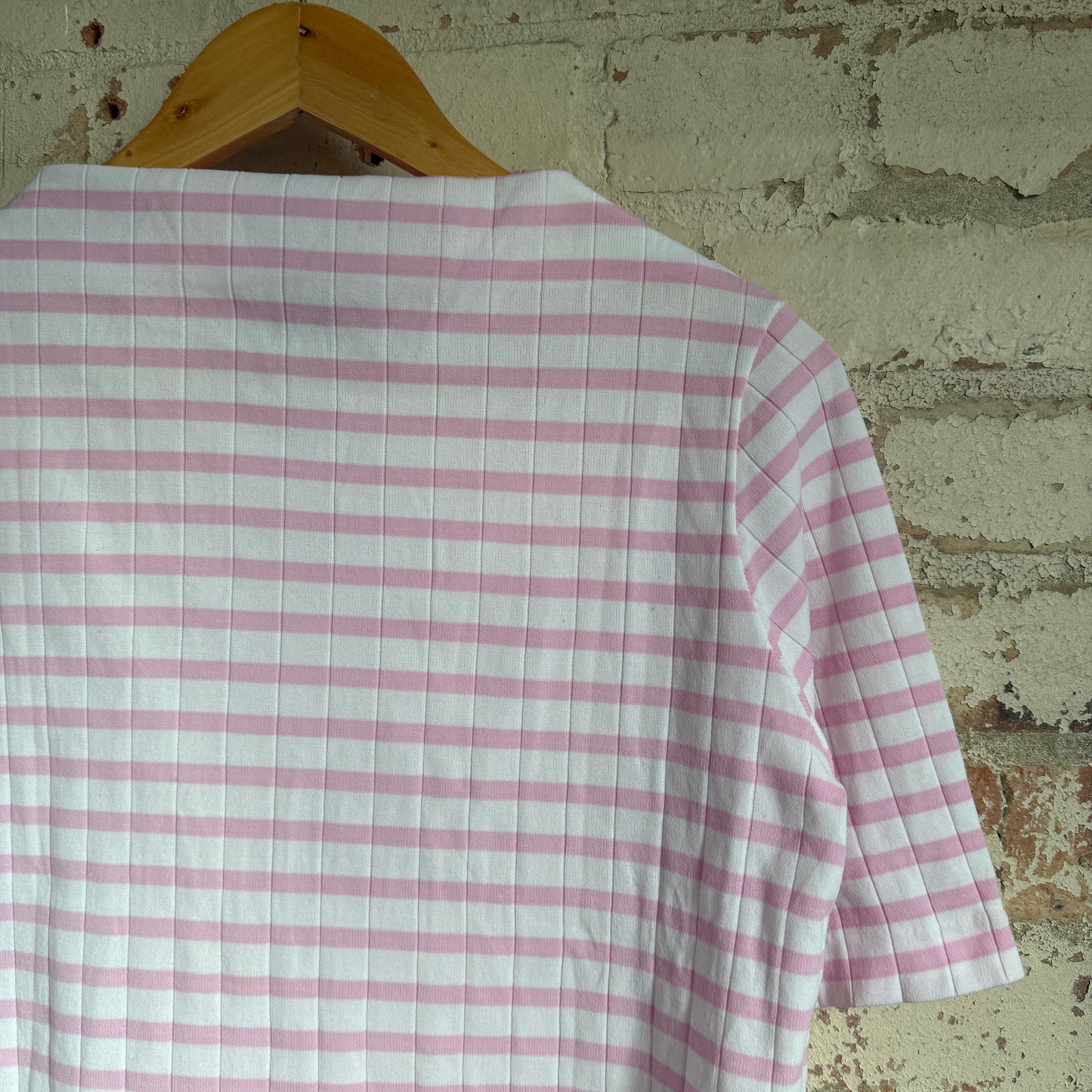 1970s Pink Striped Boat Neck T-Shirt Top