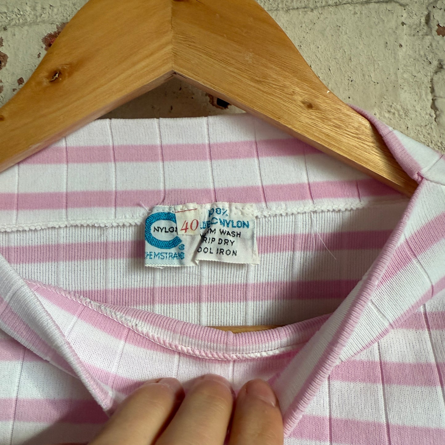 1970s Pink Striped Boat Neck T-Shirt Top