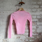 1970s Pink Knitted Long Sleeve Button Top