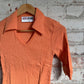 1970s Peach John Craig Dagger Collar Polo Shirt Top