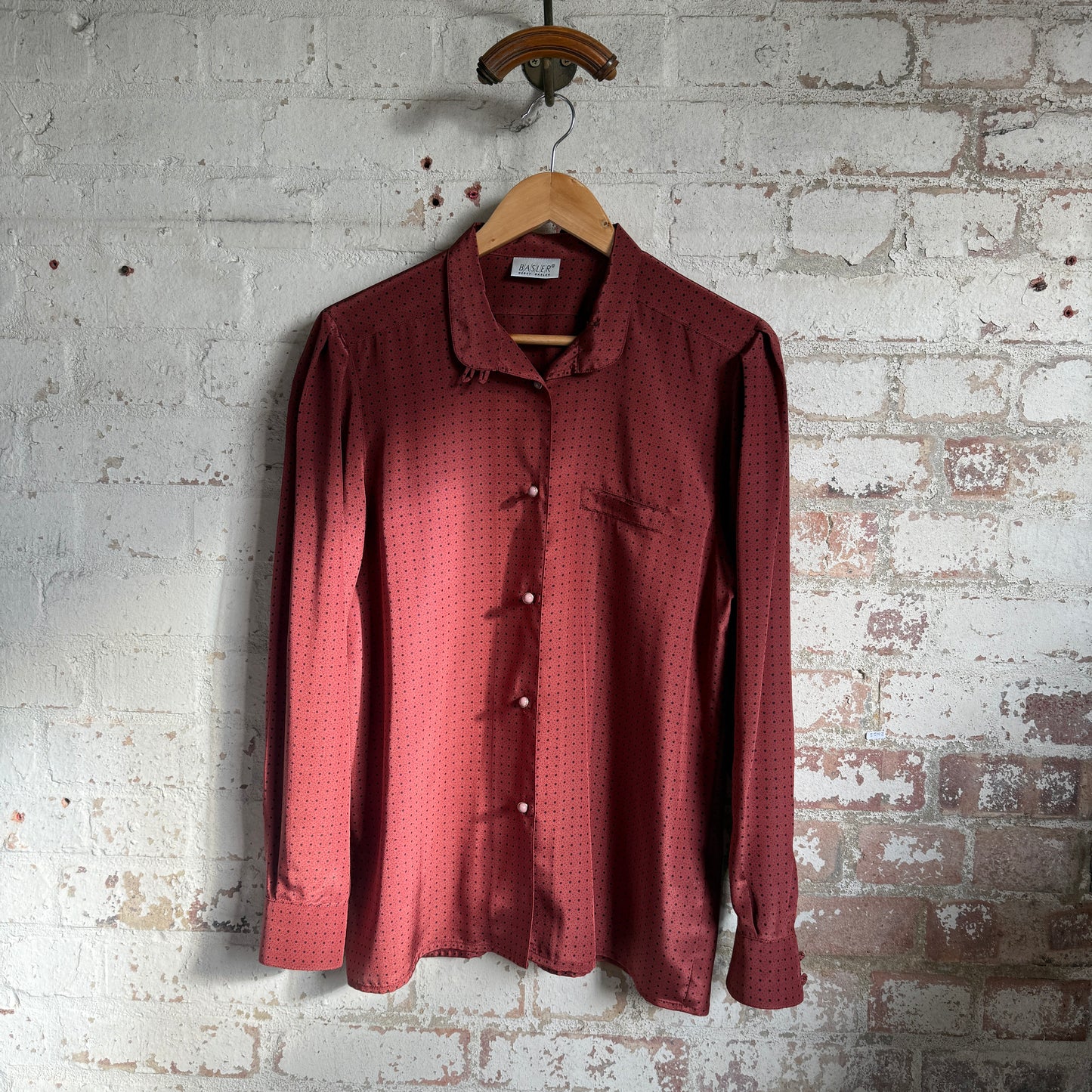 1980s Red Patterned Basler Blouse Shirt