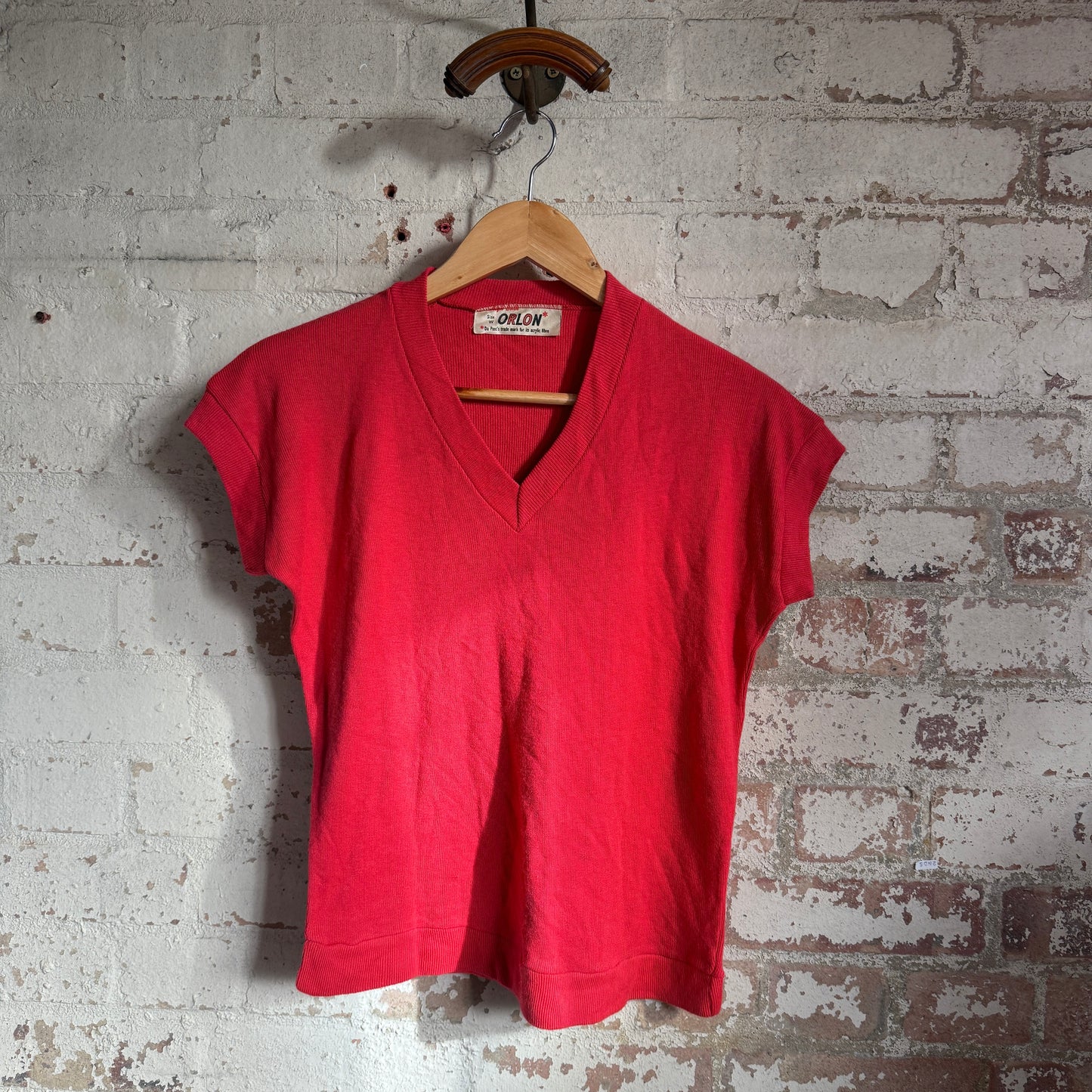 1950s Red Knitted Blouse Vest Top