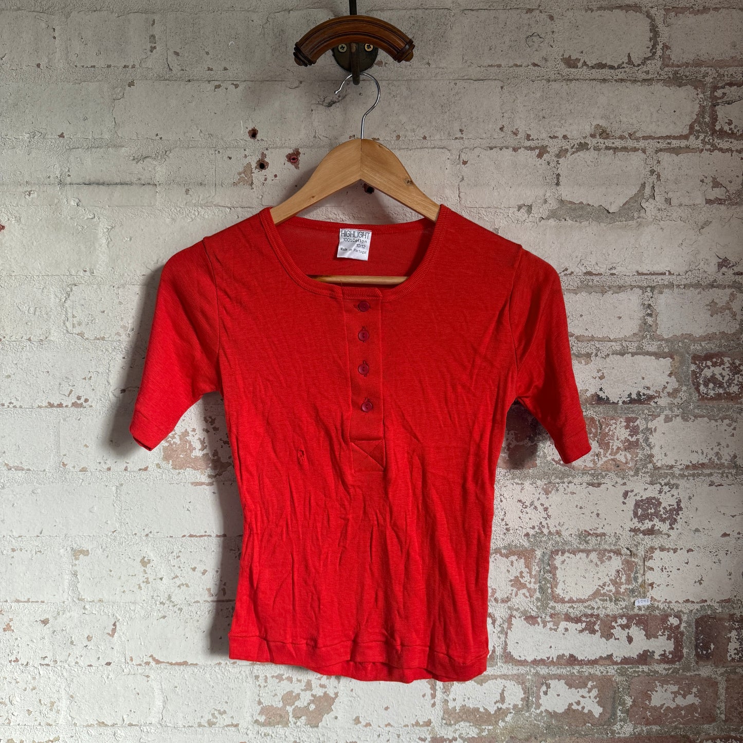 1970s Red Button Short Sleeved T-Shirt