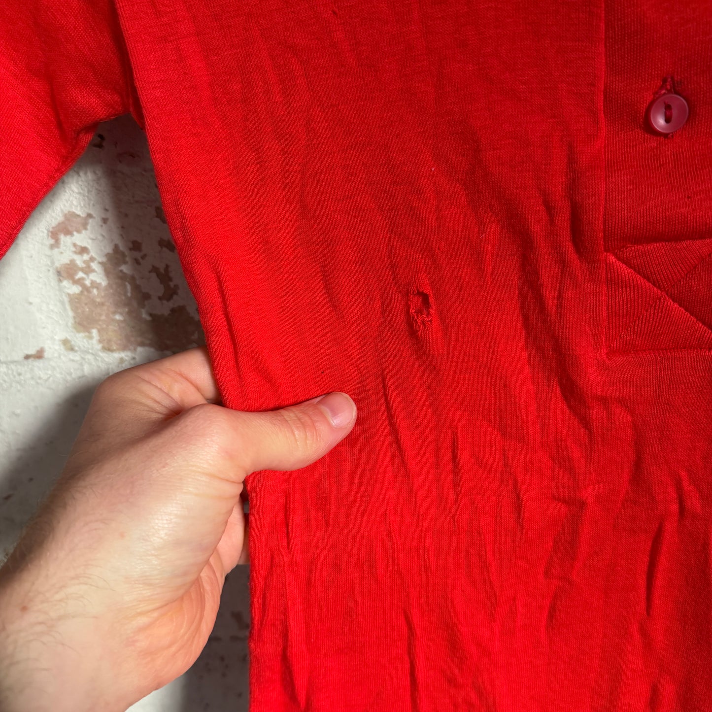 1970s Red Button Short Sleeved T-Shirt
