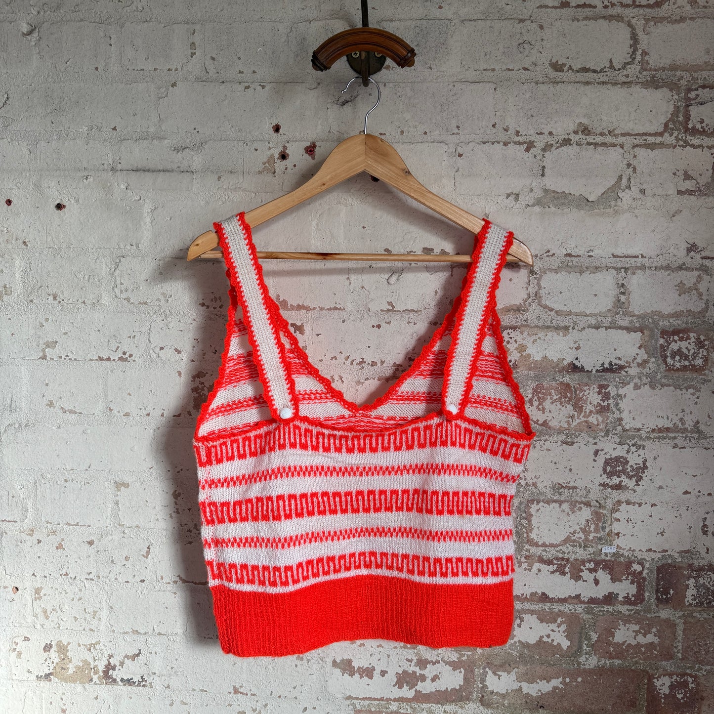 1970s Orange Knitted Vest Tank Top Blouse