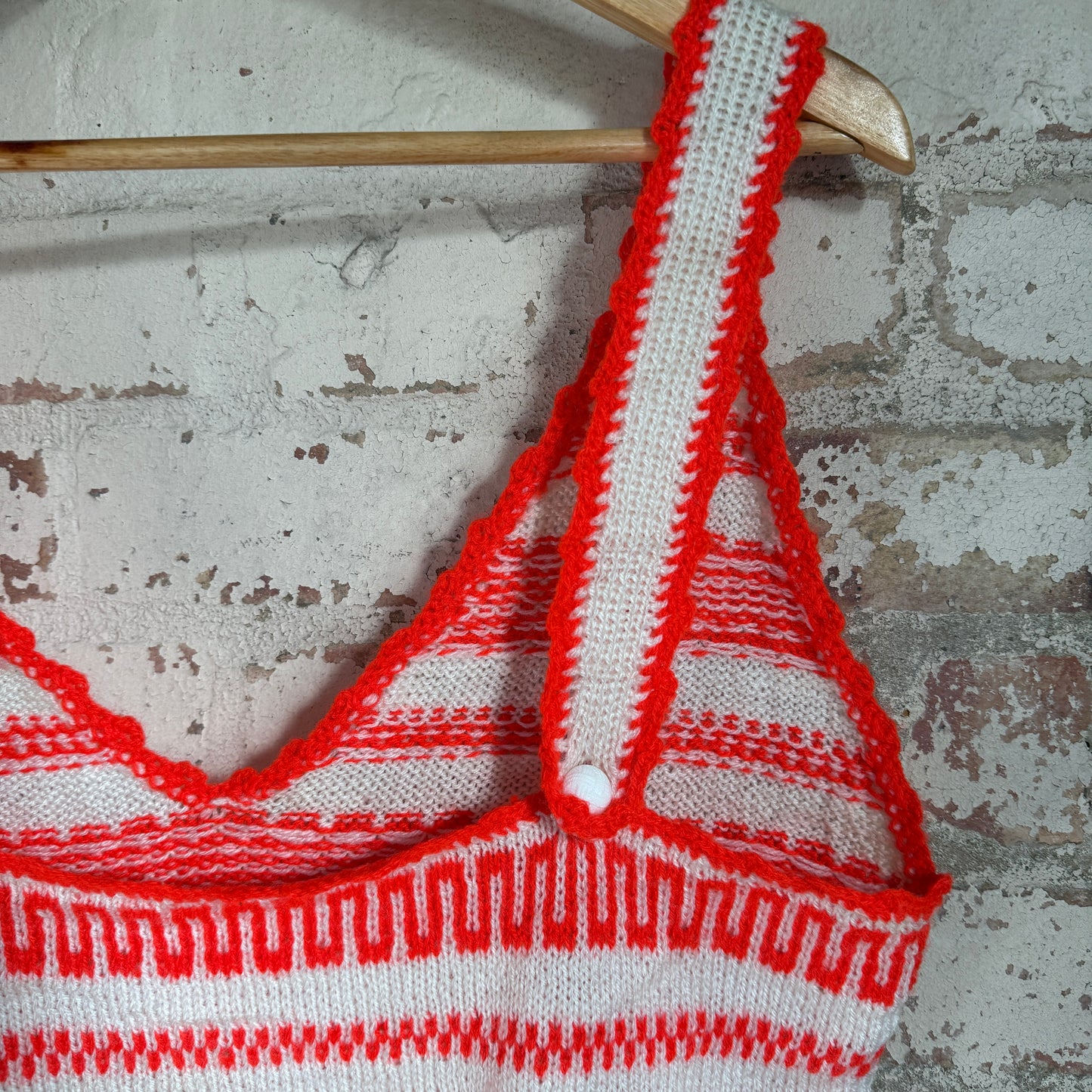 1970s Orange Knitted Vest Tank Top Blouse